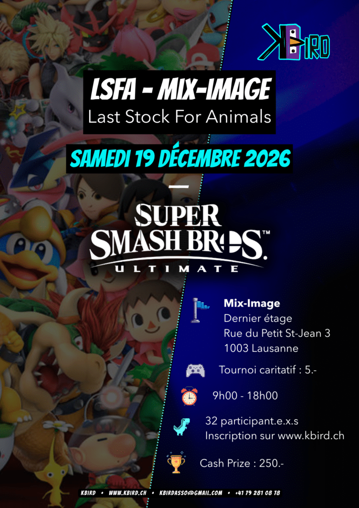 Tournoi Super Smash Bros. Ultimate – LSFA 3 Flyer du tournoi Super Smash Bros. Ultimate LSFA chez Mix-Image, samedi 19 décembre 2026