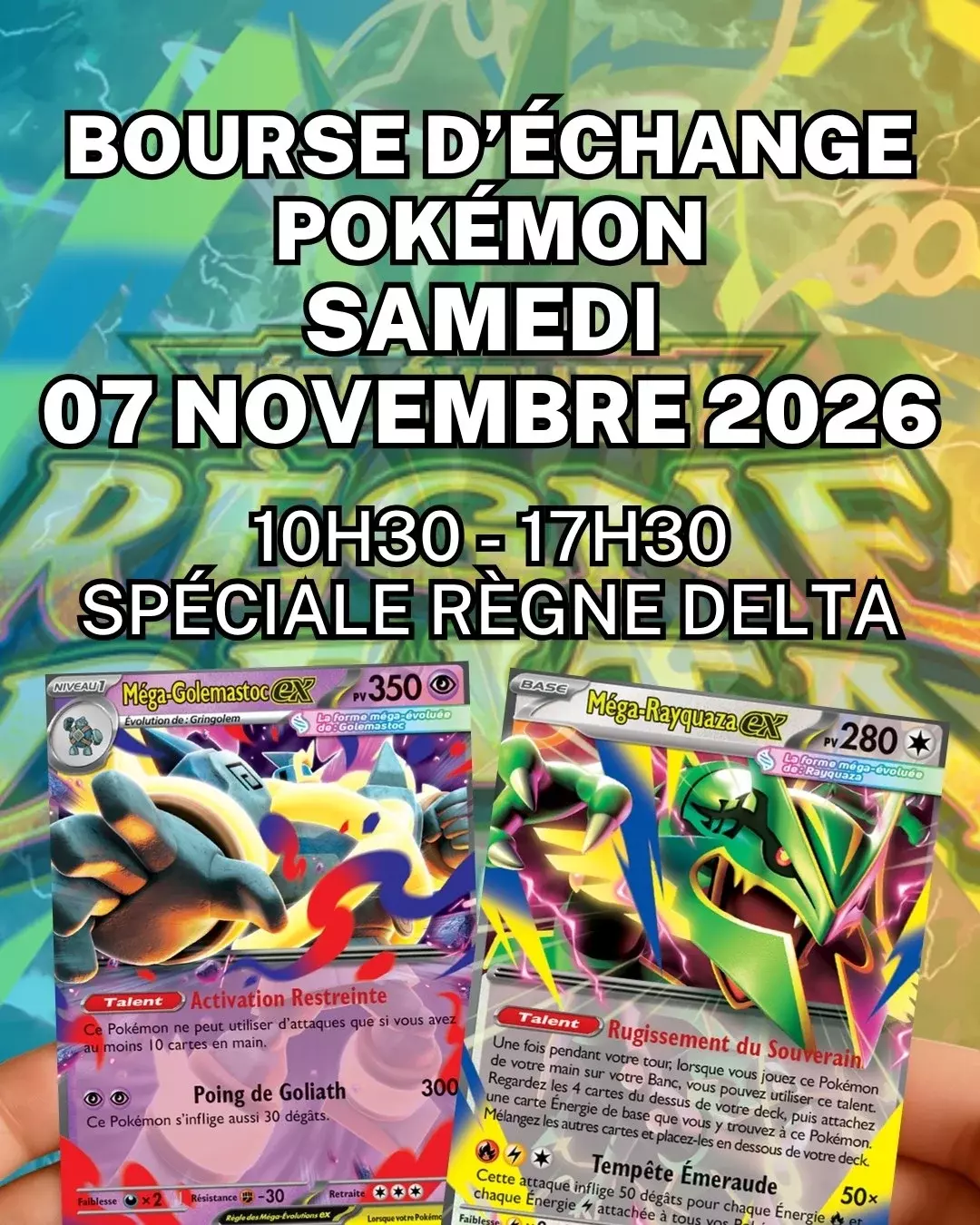 Bourse d'échange Pokémon spéciale Règne Delta, samedi 7 novembre 2026 chez Mix-Image Lausanne
