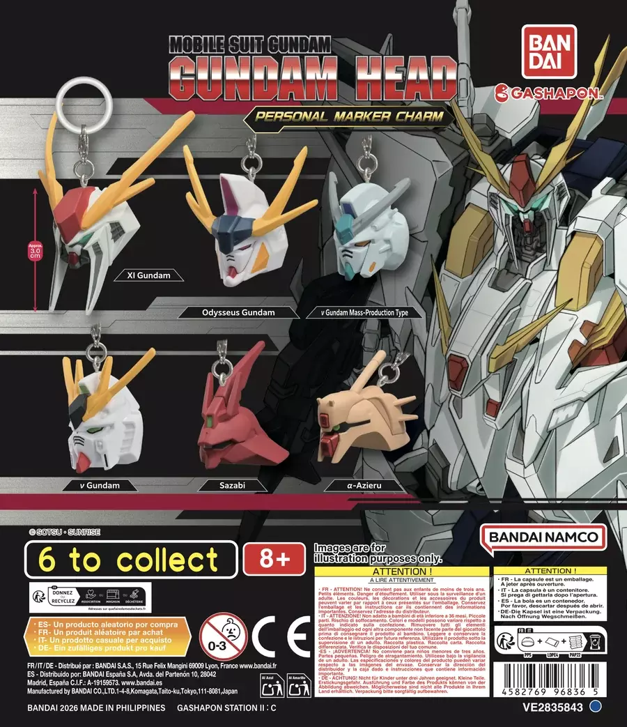 Gashapon Bandai Official Shop Lausanne 6 Gashapon Mobile Suit Gundam Gundam Head Personal Marker Charm