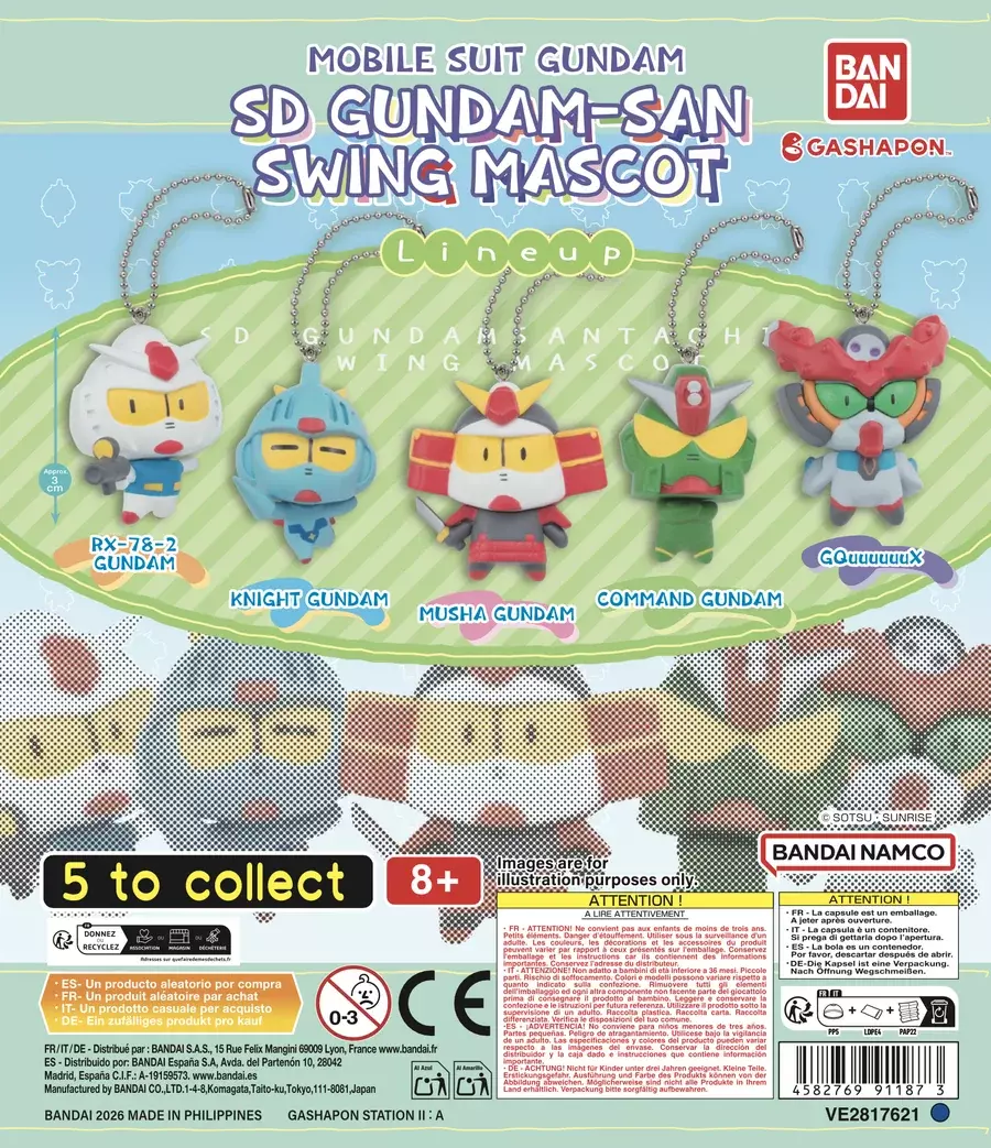 Gashapon Bandai Official Shop Lausanne 7 Gashapon Mobile Suit Gundam SD Gundam-san Swing Mascot